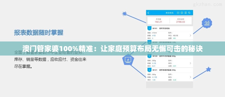 澳门管家婆100%精准：让家庭预算布局无懈可击的秘诀