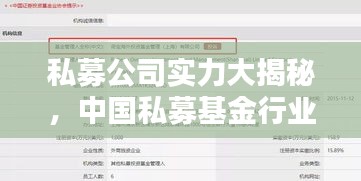 私募公司实力大揭秘，中国私募基金行业顶尖企业榜单