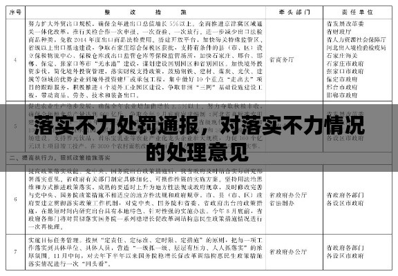 落实不力处罚通报，对落实不力情况的处理意见 