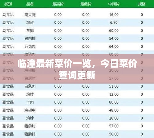 临潼最新菜价一览，今日菜价查询更新