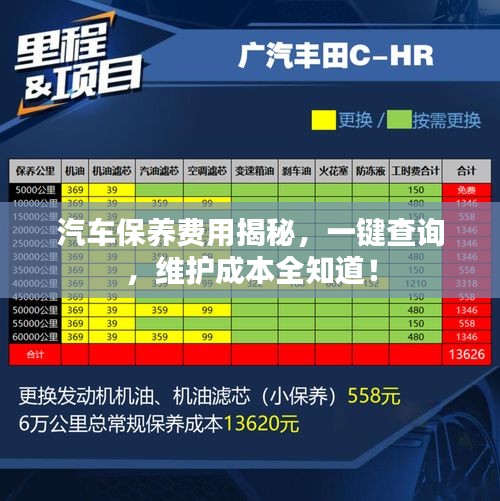汽车保养费用揭秘，一键查询，维护成本全知道！