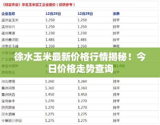 徐水玉米最新价格行情揭秘！今日价格走势查询