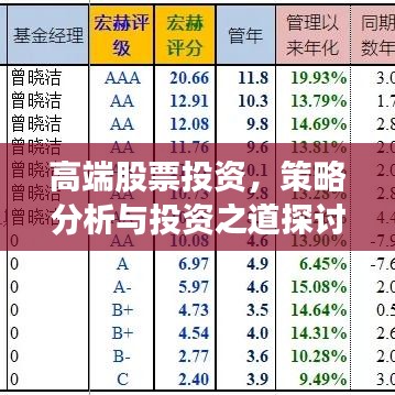 高端股票投资，策略分析与投资之道探讨