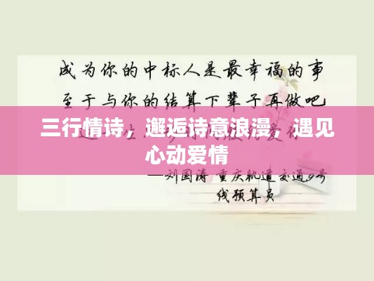 三行情诗，邂逅诗意浪漫，遇见心动爱情