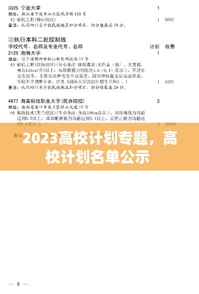 2023高校计划专题，高校计划名单公示 