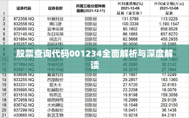 股票查询代码001234全面解析与深度解读