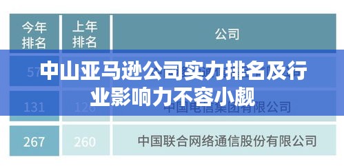 中山亚马逊公司实力排名及行业影响力不容小觑